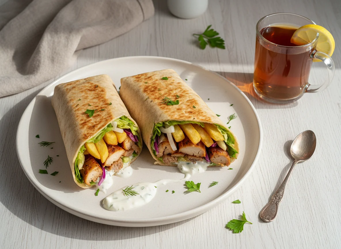 Döner Wrap mit Tee photo