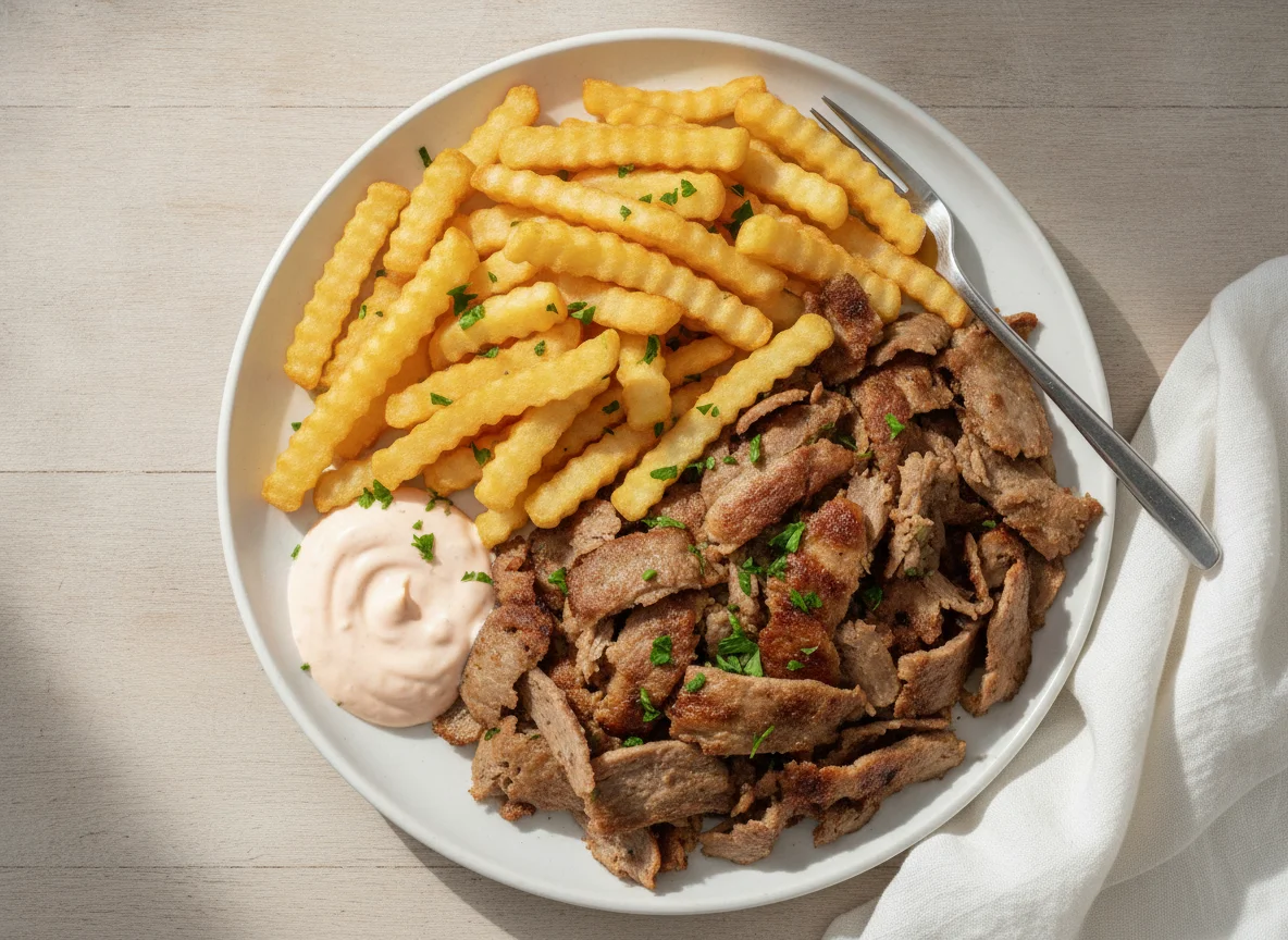 Dönerfleisch mit Pommes Frites photo