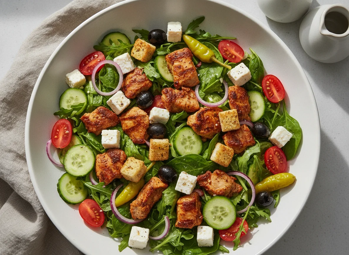Döner-Salat mit Feta und Oliven photo