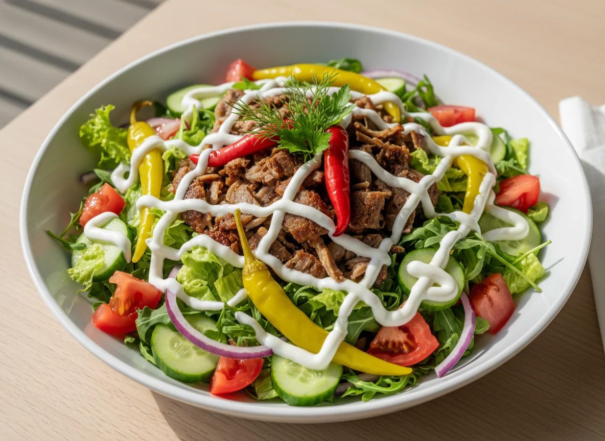 Döner-Salat mit Joghurtsoße photo