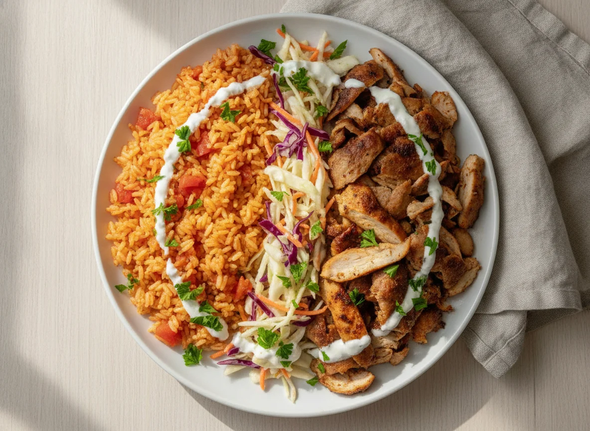 Döner-Teller mit Reis und Krautsalat photo
