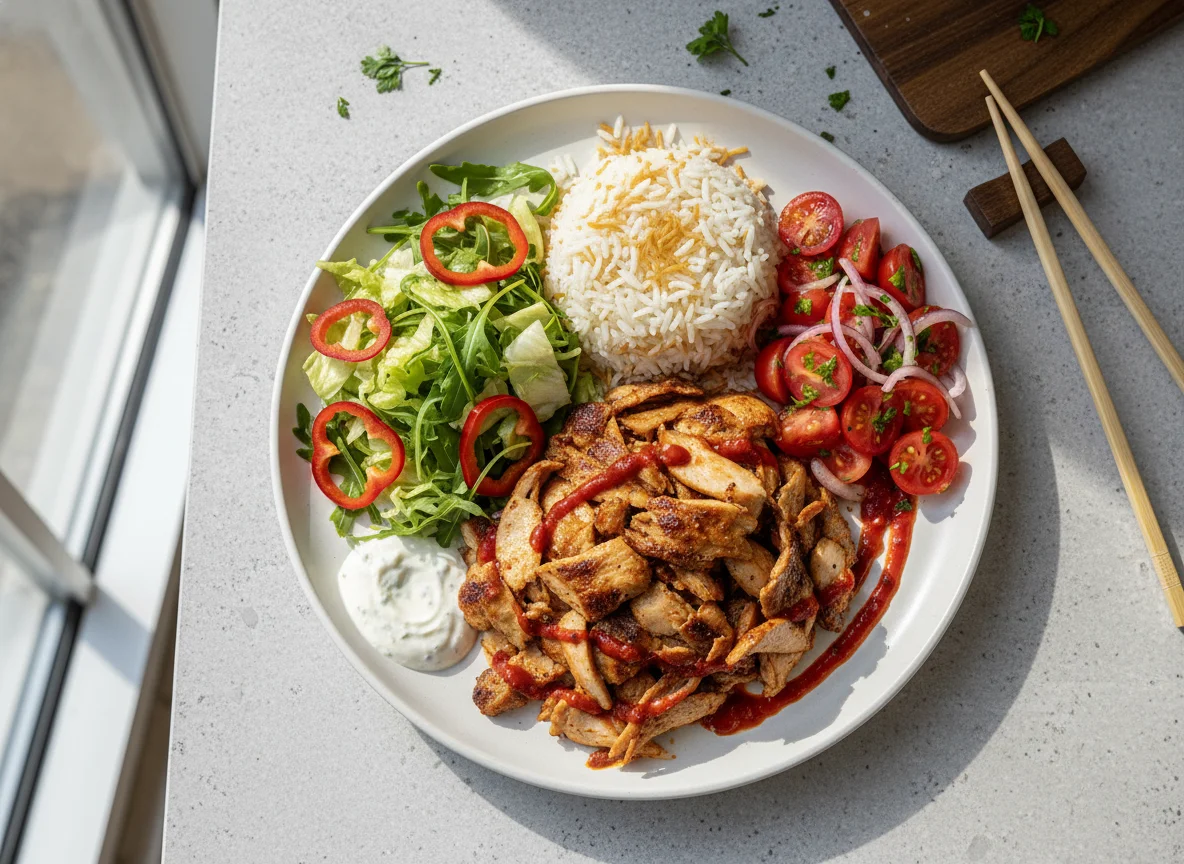 Dönerteller mit Reis und Salat photo