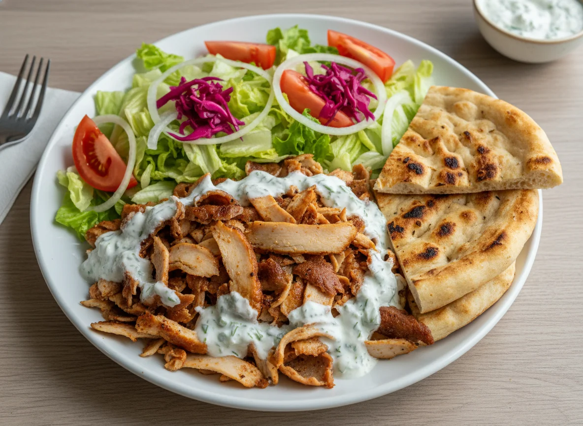 Dönerteller mit Salat und Brot photo
