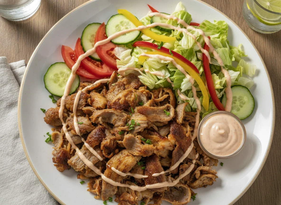Dönerteller mit Salat und Cocktailsauce photo
