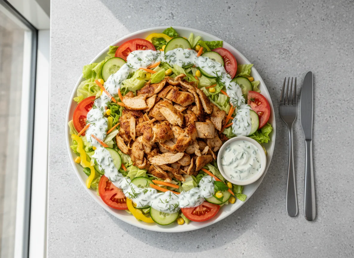 Dönerteller mit Salat und Joghurtsauce photo