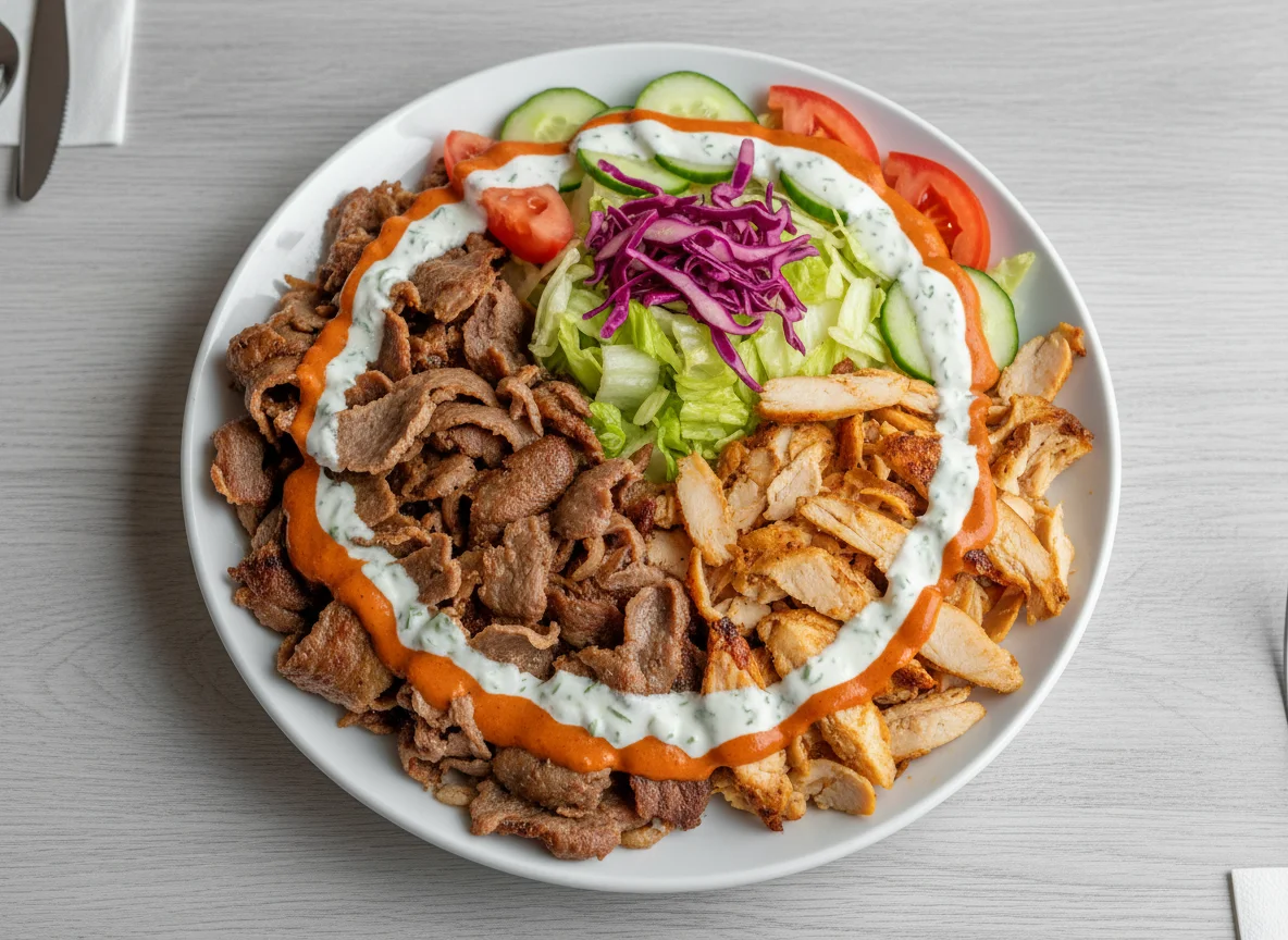 Dönerteller mit Salat und Sauce photo