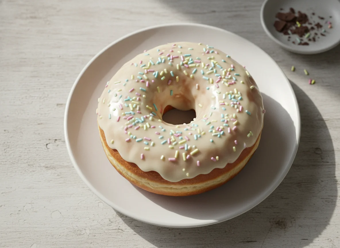 Donut mit weißer Glasur photo