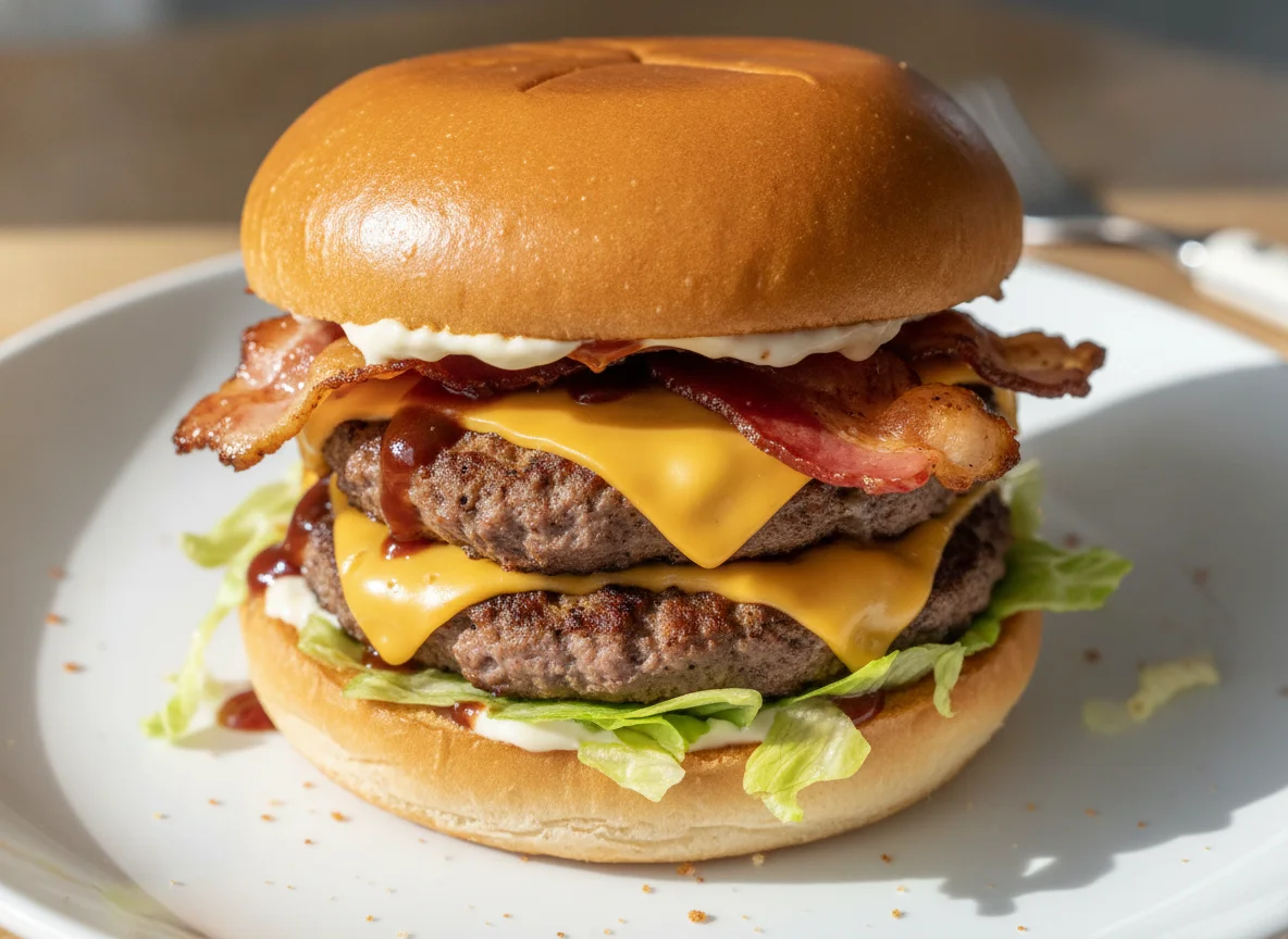 Double Cheeseburger mit Speck photo