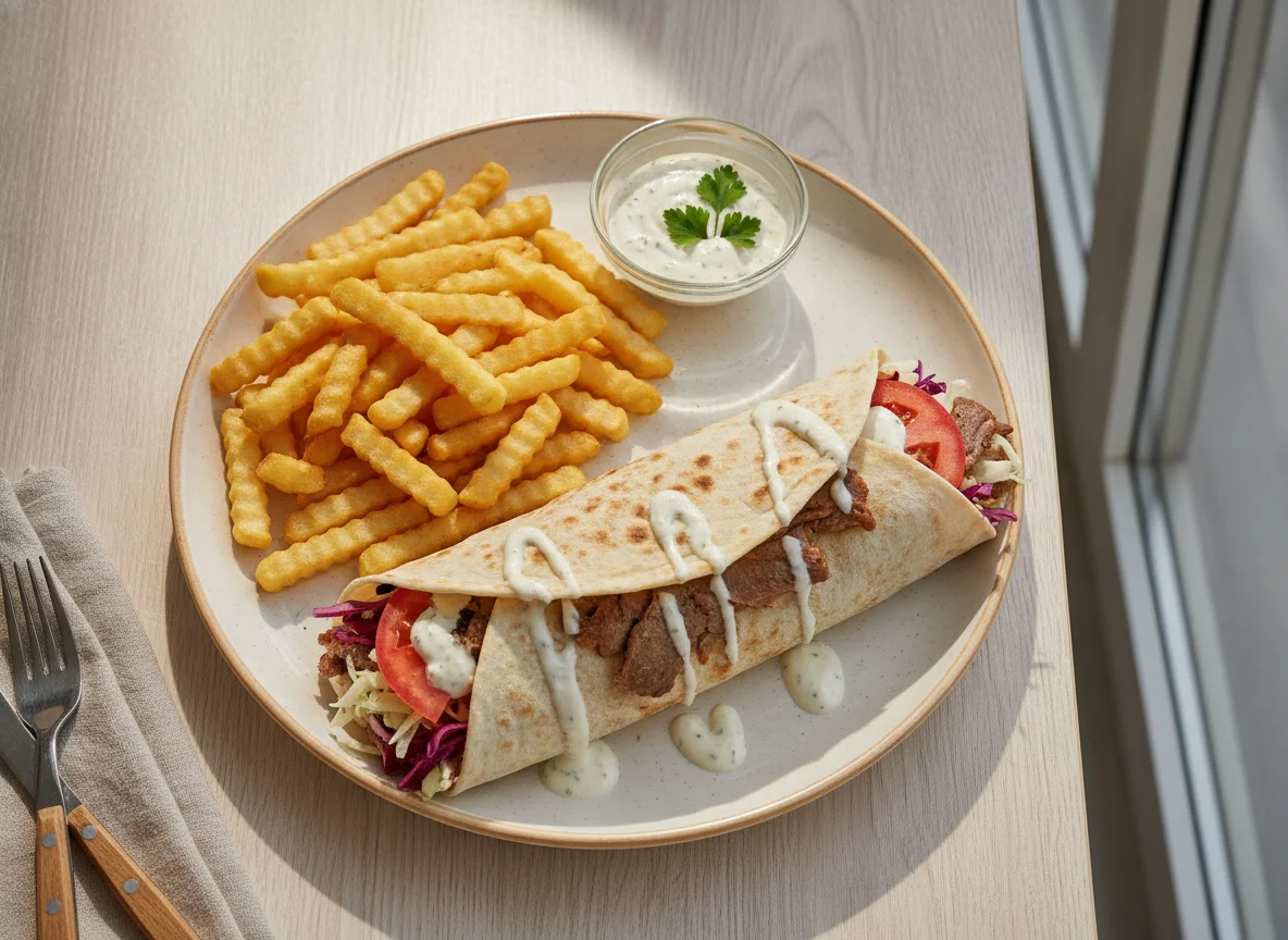 Dürüm Döner mit Pommes photo
