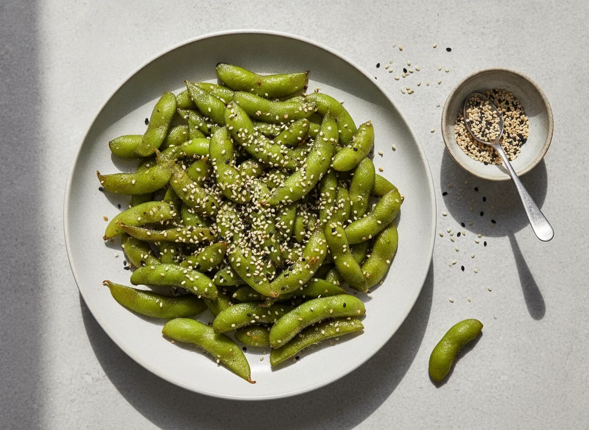 Edamame mit Sesam photo