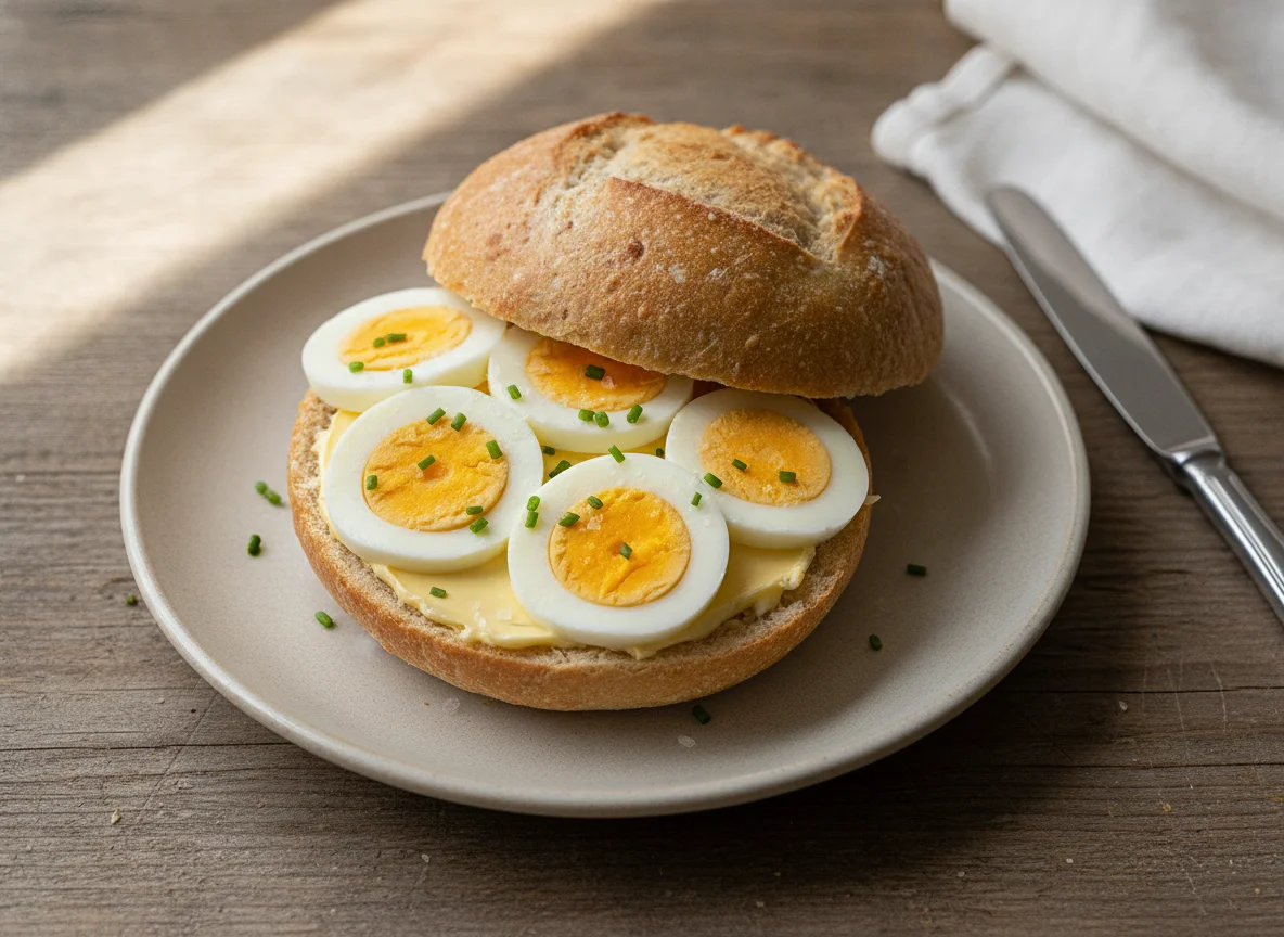 Eierbrot mit Butter photo
