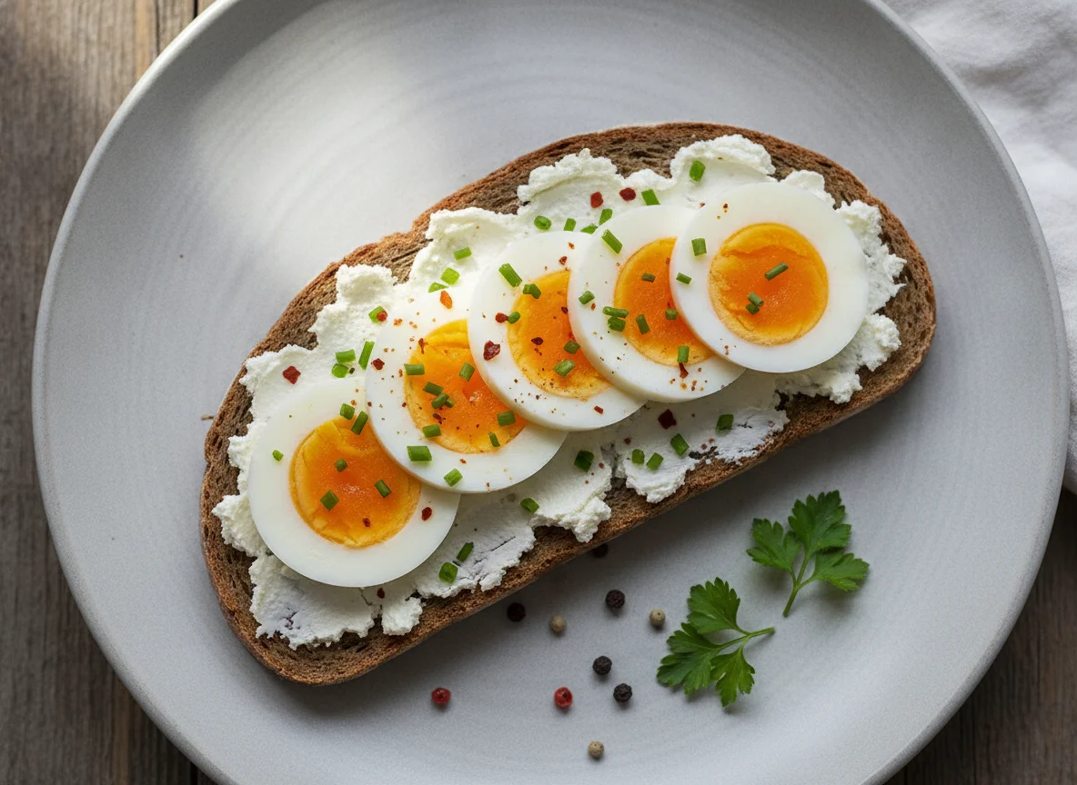 Eierbrot mit Frischkäse photo
