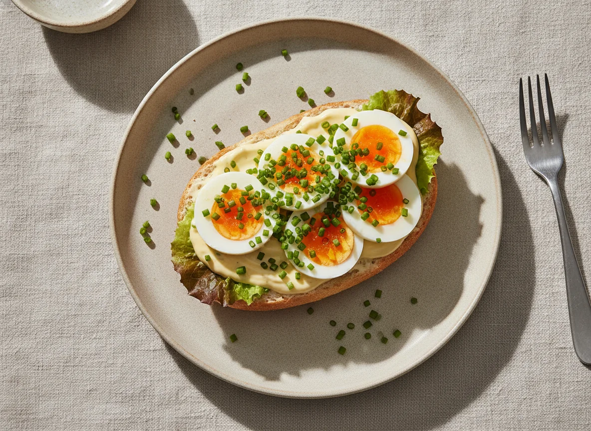 Eierbrötchen mit Schnittlauch photo