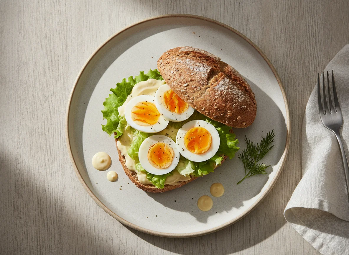 Eier-Sandwich mit Salat photo