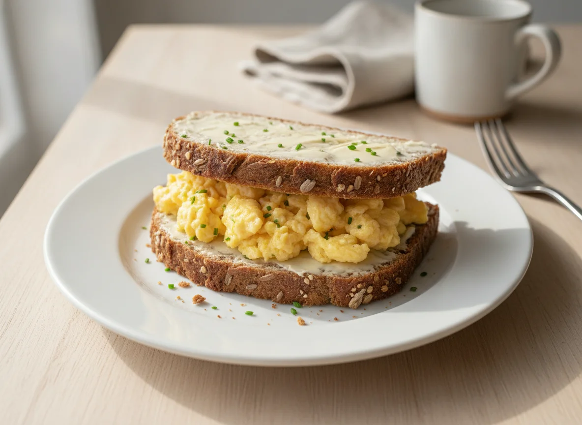 Eier-Sandwich mit Vollkornbrot photo