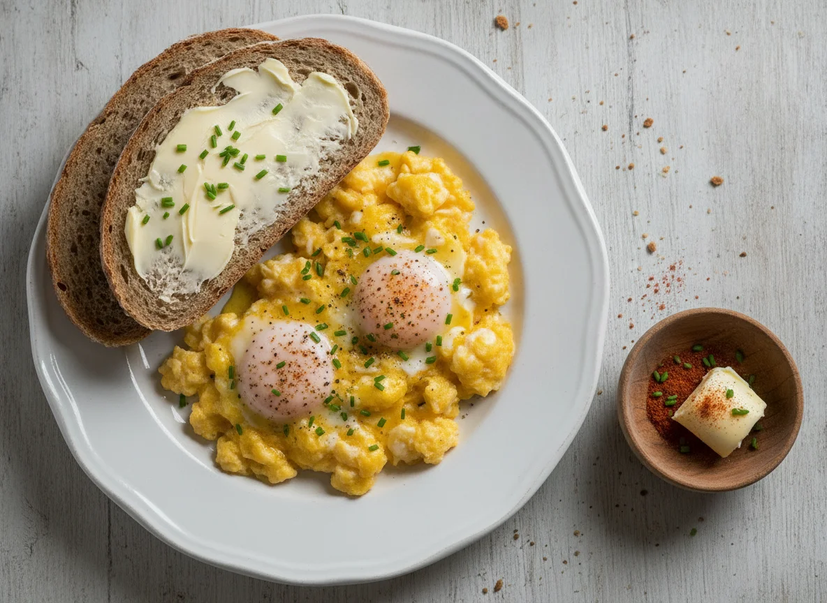 Eierspeise mit Bauernbrot photo