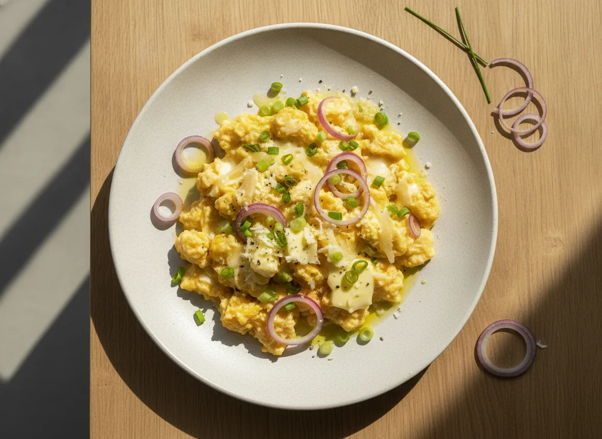 Eierspeise mit Käse und Zwiebeln photo