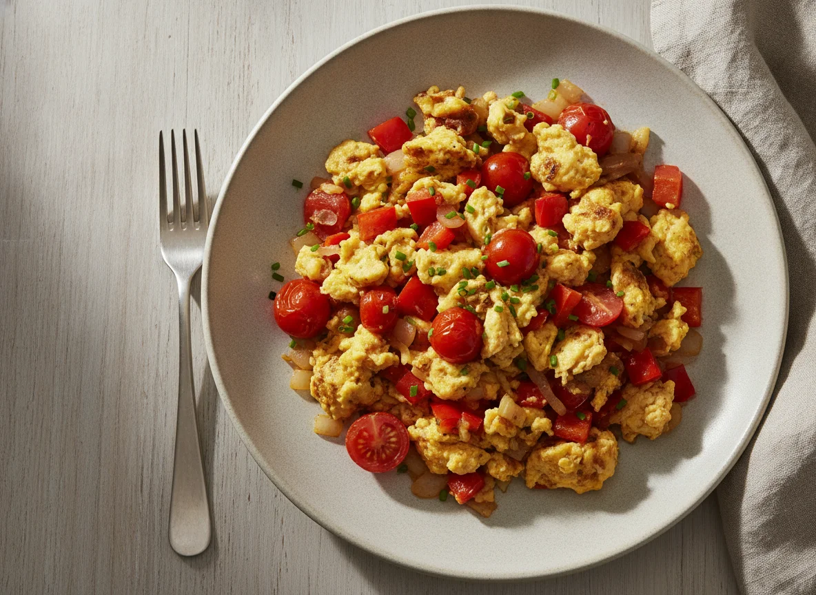 Eierspeise mit Paprika und Tomaten photo