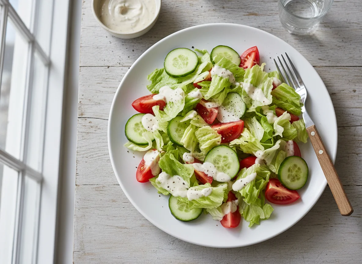 Einfacher Salat mit Dressing photo