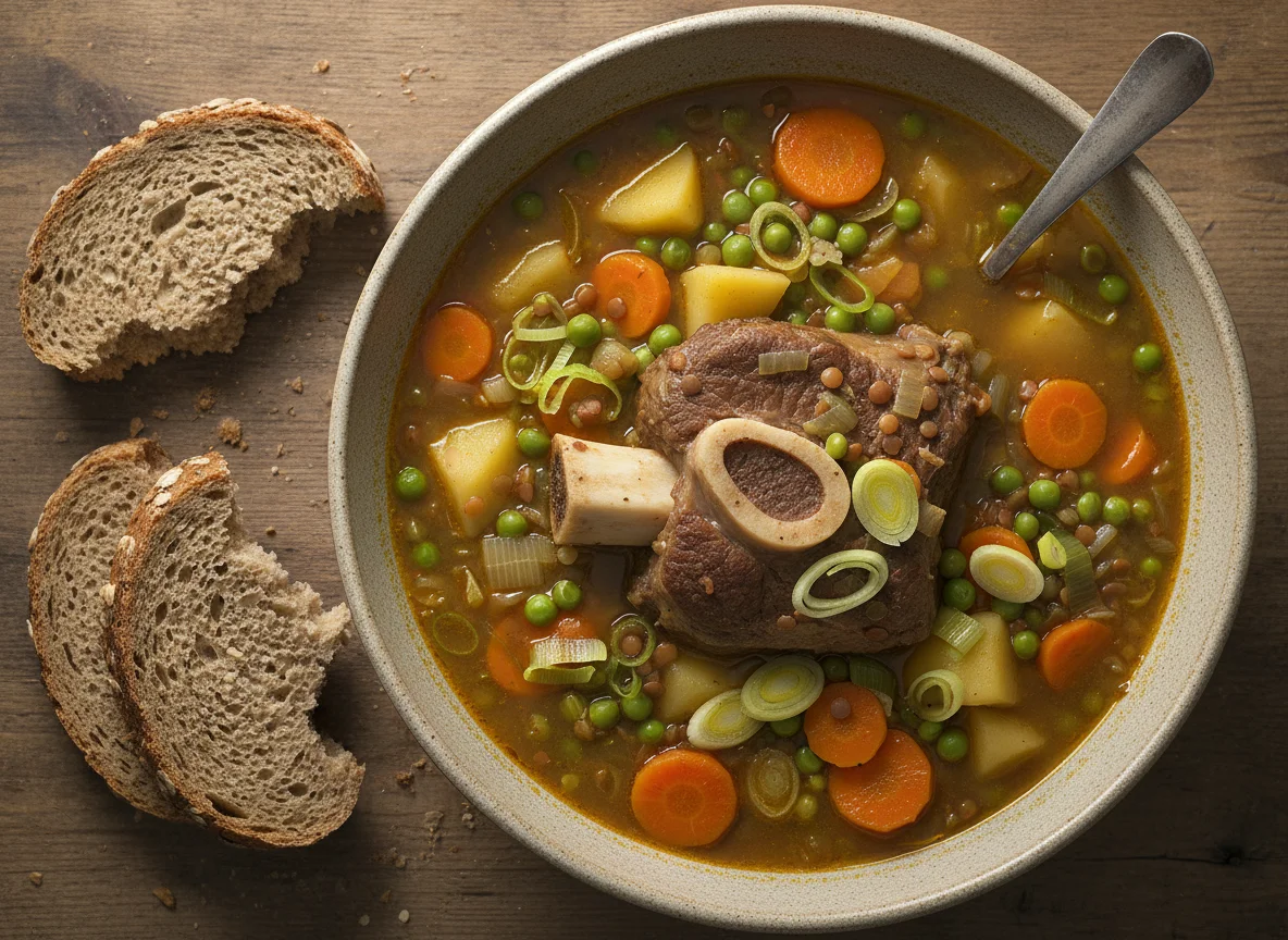 Eintopf mit Beinscheibe und Brot photo