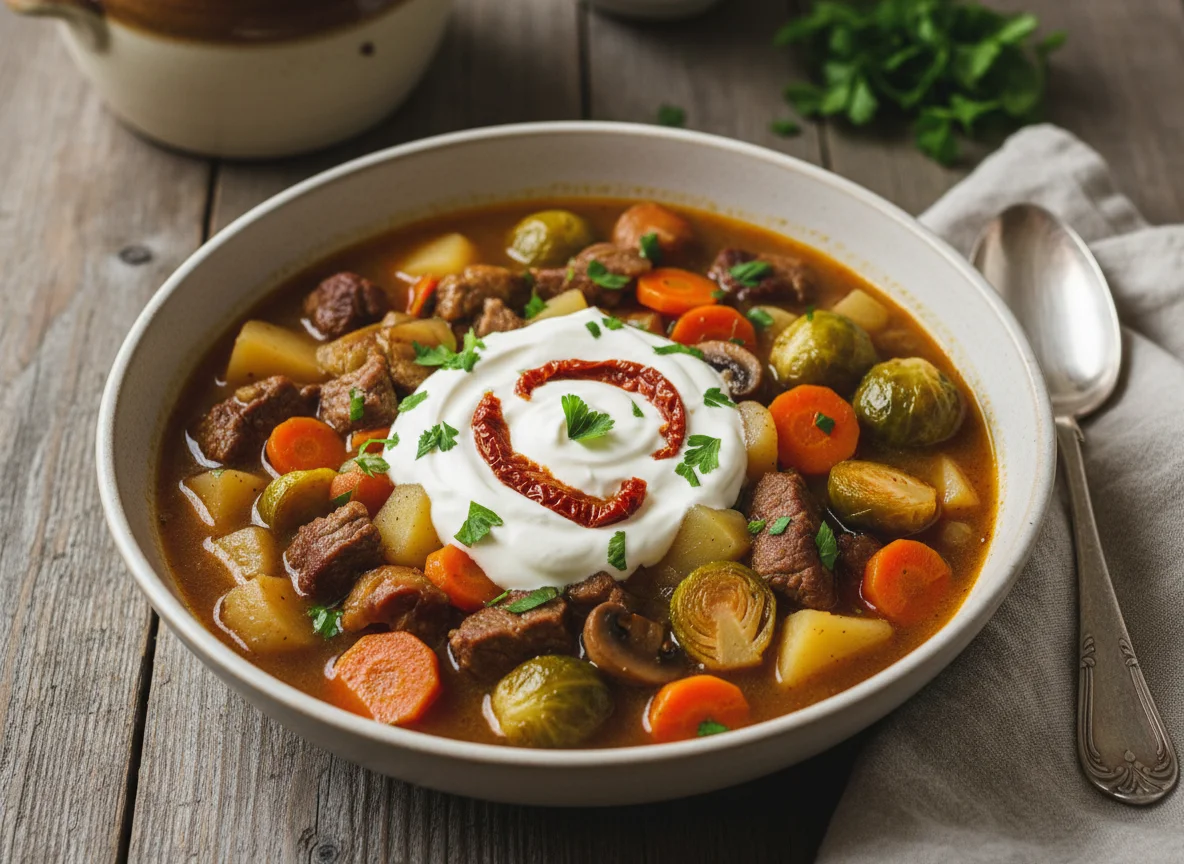 Eintopf mit Gemüse und Sauerrahm photo