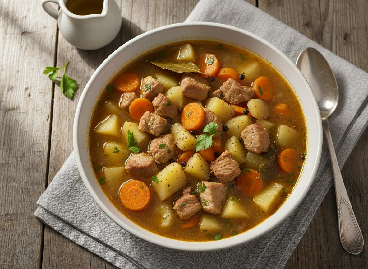 Eintopf mit Kartoffeln, Fleisch und Karotten photo