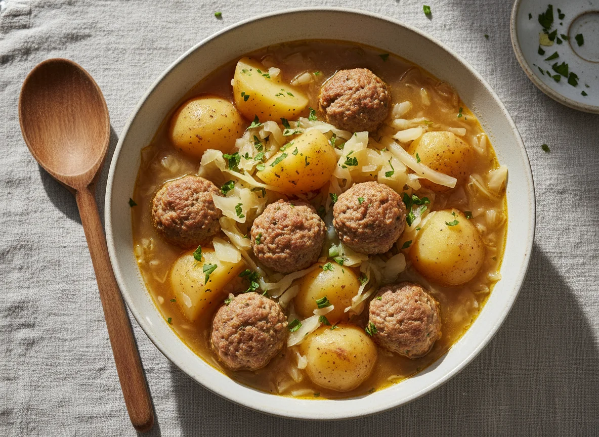 Eintopf mit Kartoffeln und Fleischklößchen photo