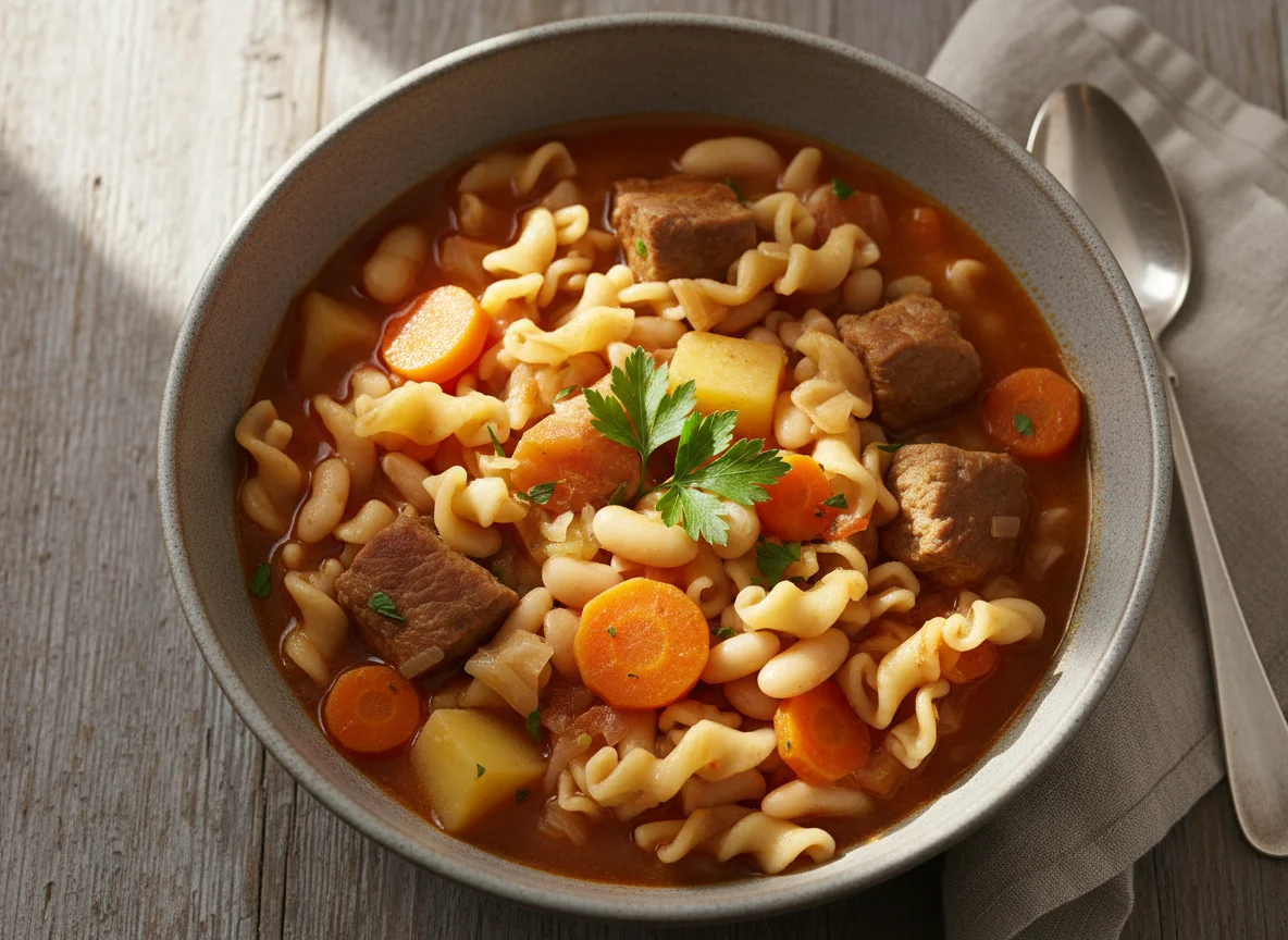 Eintopf mit Nudeln und Gemüse photo