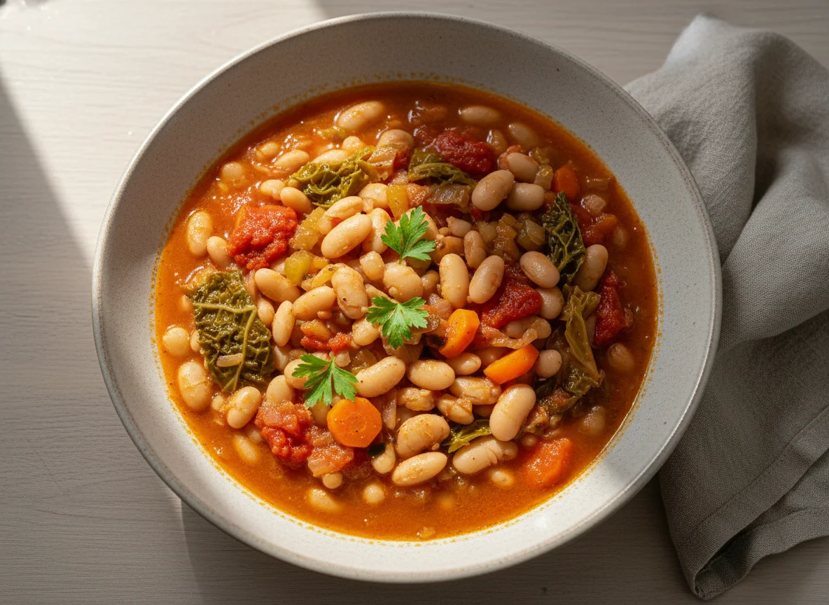 Eintopf mit weißen Bohnen und Gemüse photo