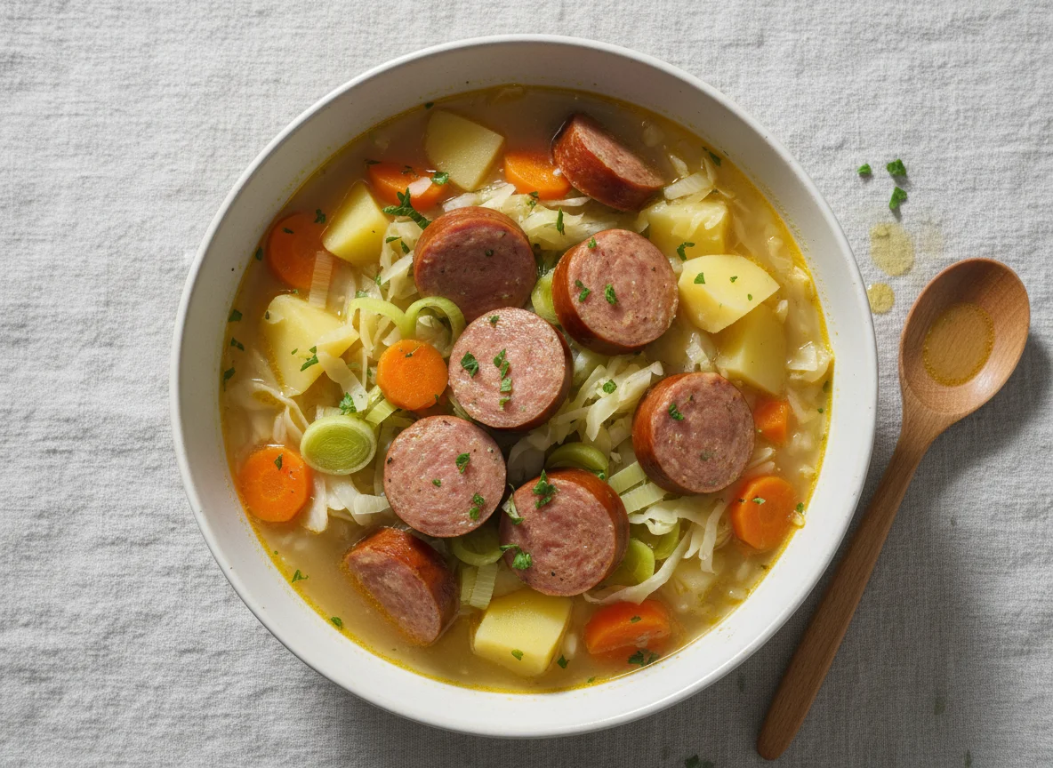 Eintopf mit Wurst und Gemüse photo