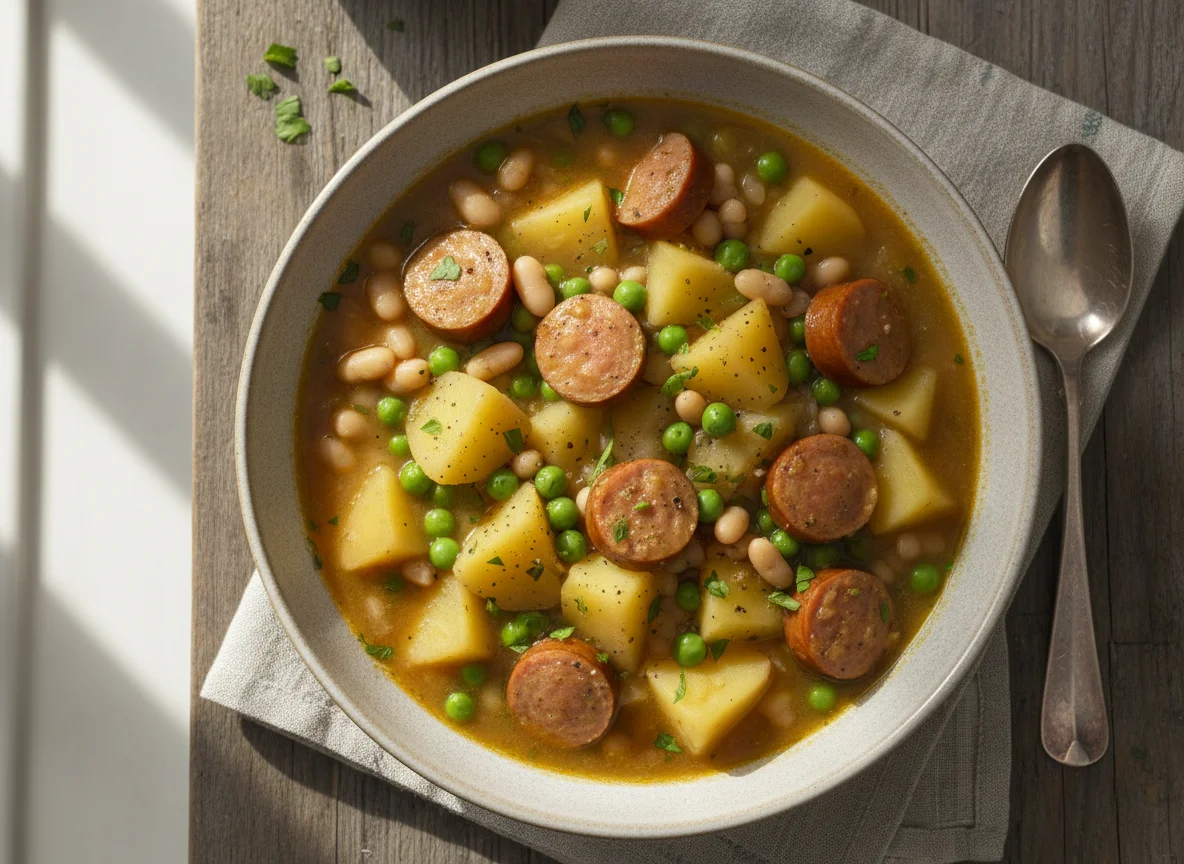 Eintopf mit Würstchen und Kartoffeln photo