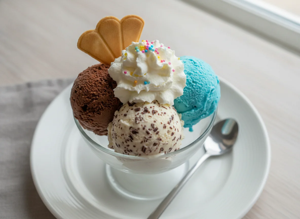 Eisbecher mit drei Kugeln photo