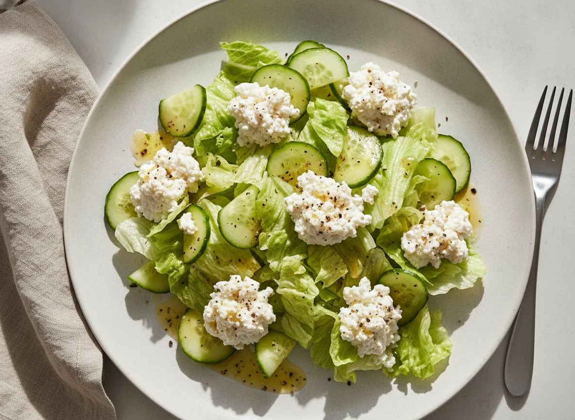 Eisbergsalat mit Hüttenkäse photo