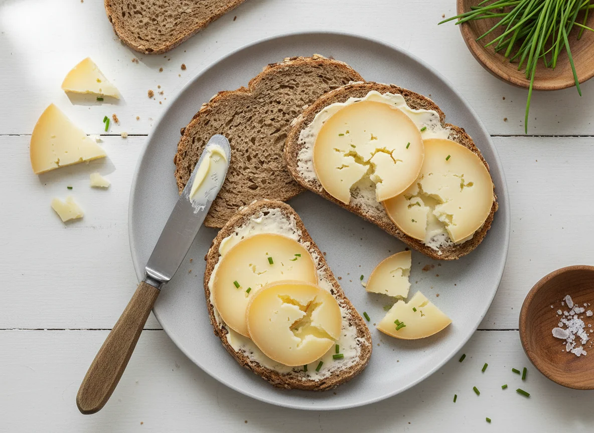 Eiweißbrot mit Harzer Käse photo