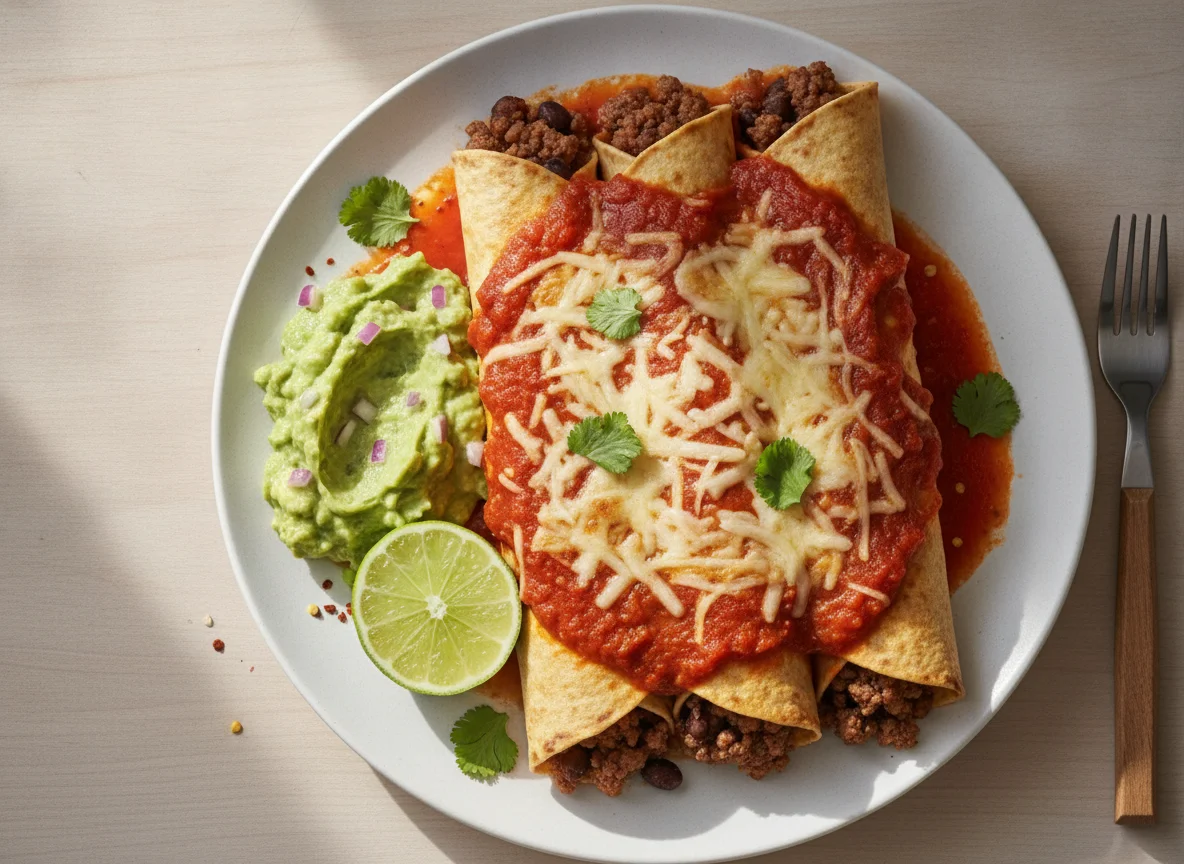 Enchiladas mit Guacamole photo