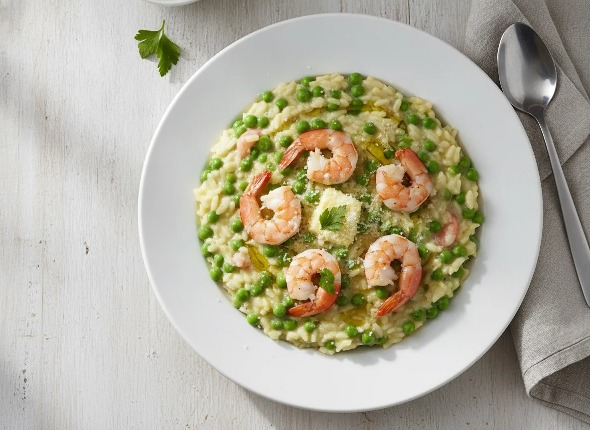 Erbsen-Garnelen-Risotto photo