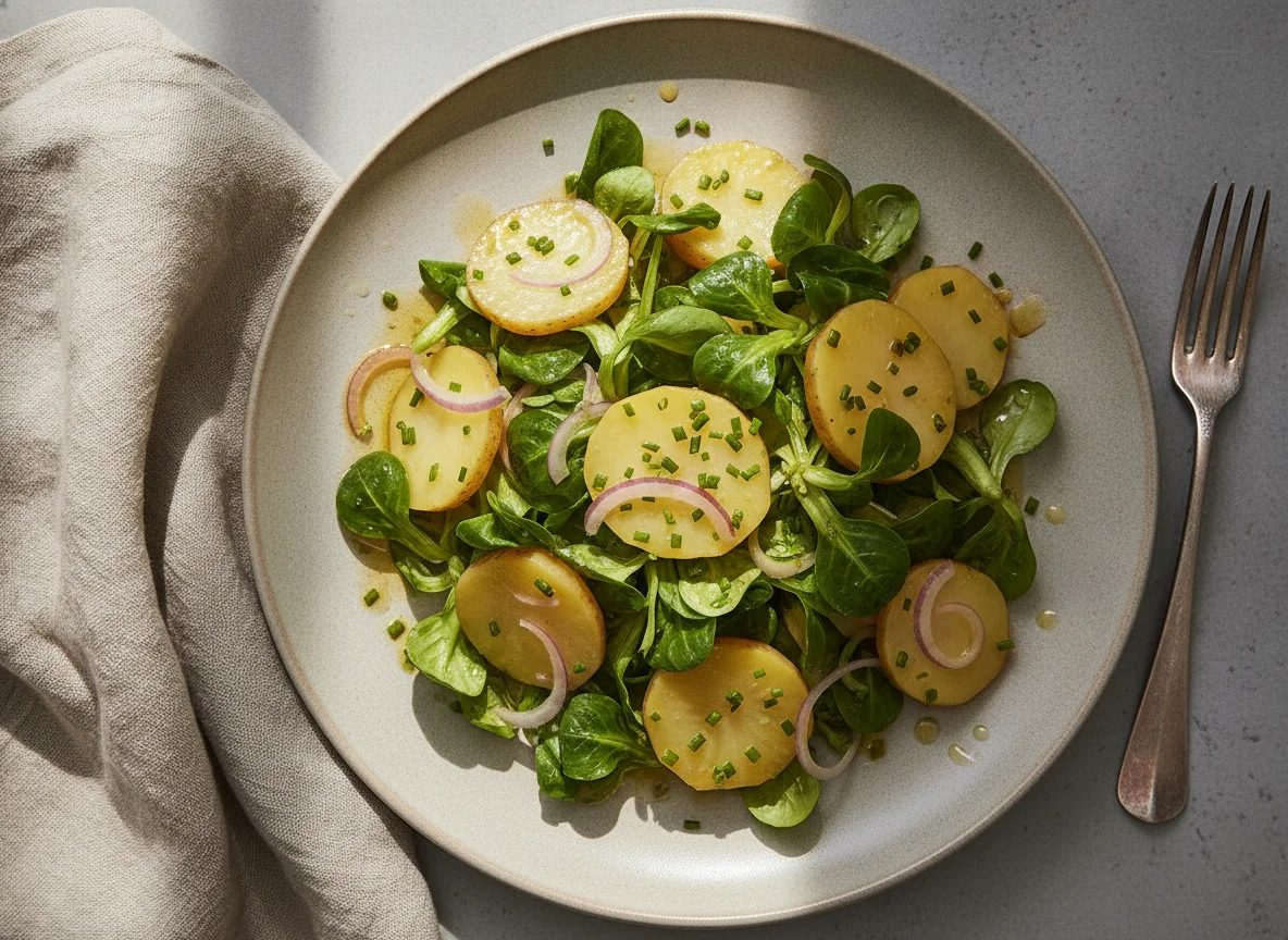 Erdäpfelsalat mit Vogerlsalat photo