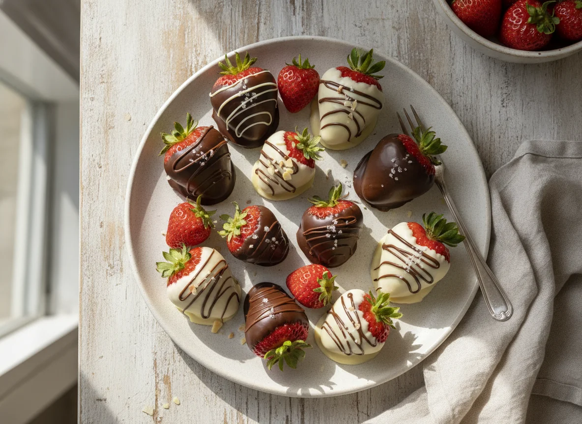 Erdbeeren mit Schokoladenüberzug photo