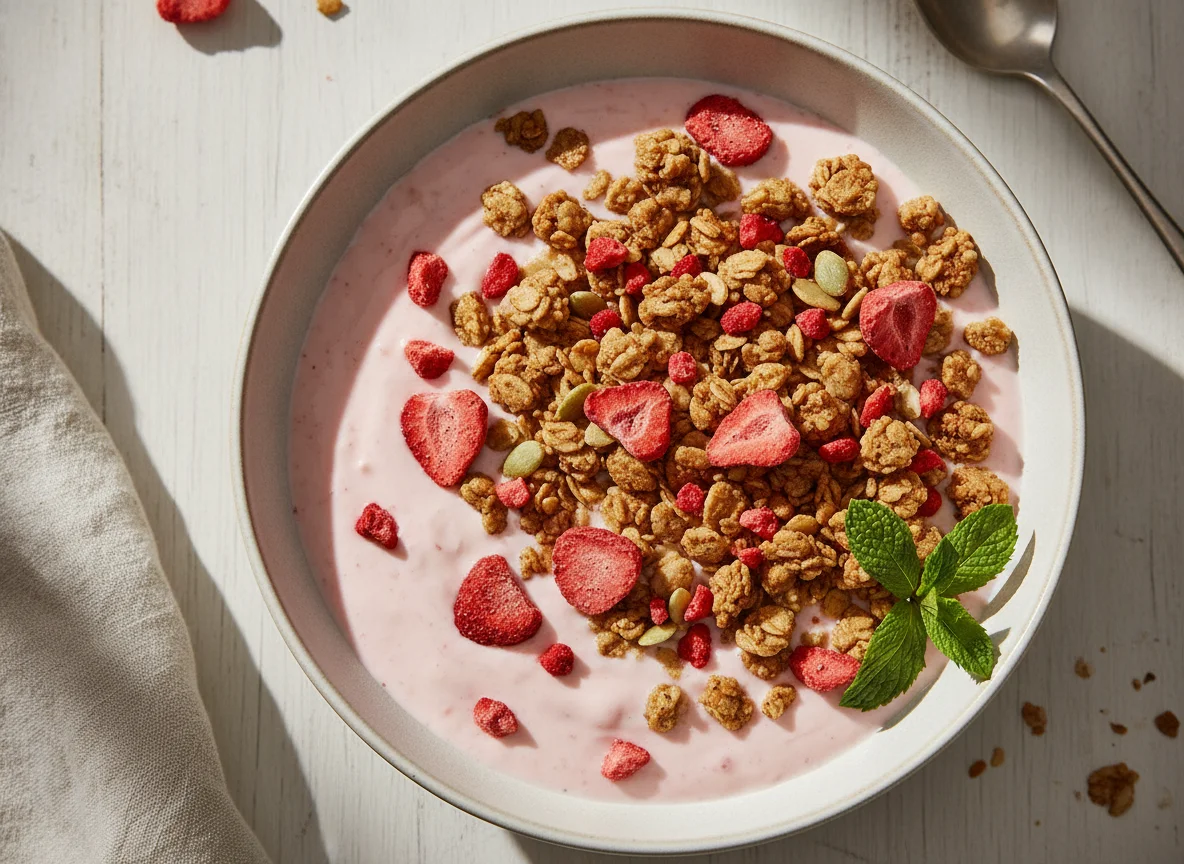 Erdbeer-Joghurt mit Müsli photo