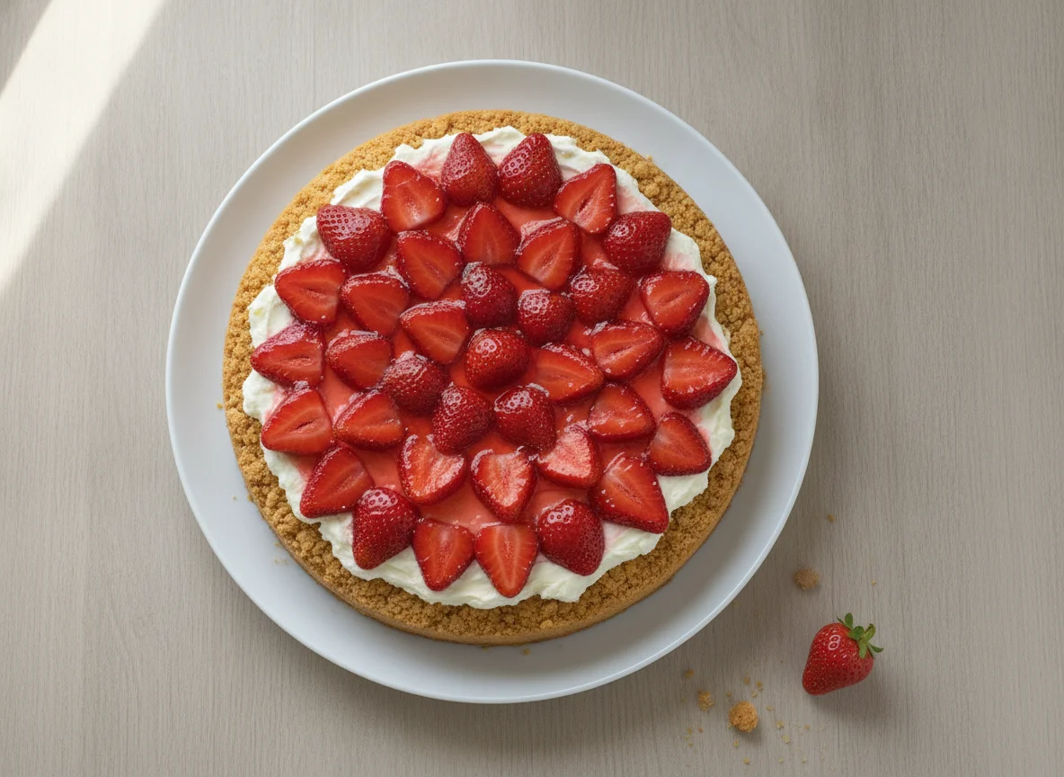 Erdbeerkuchen mit Keksboden photo