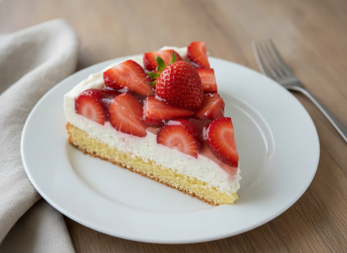 Erdbeerkuchen mit Sahnecreme photo