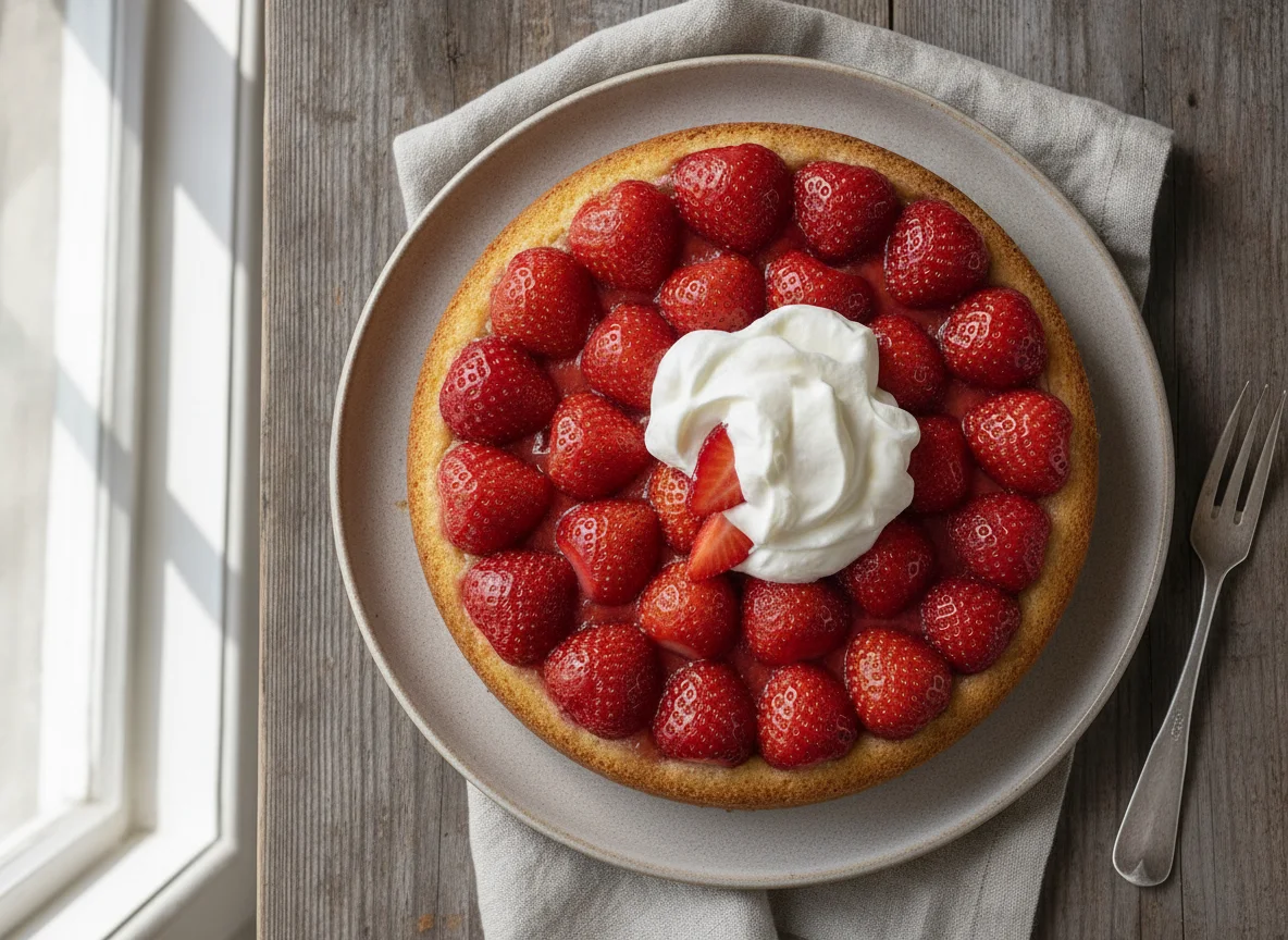 Erdbeerkuchen mit Schlagsahne photo