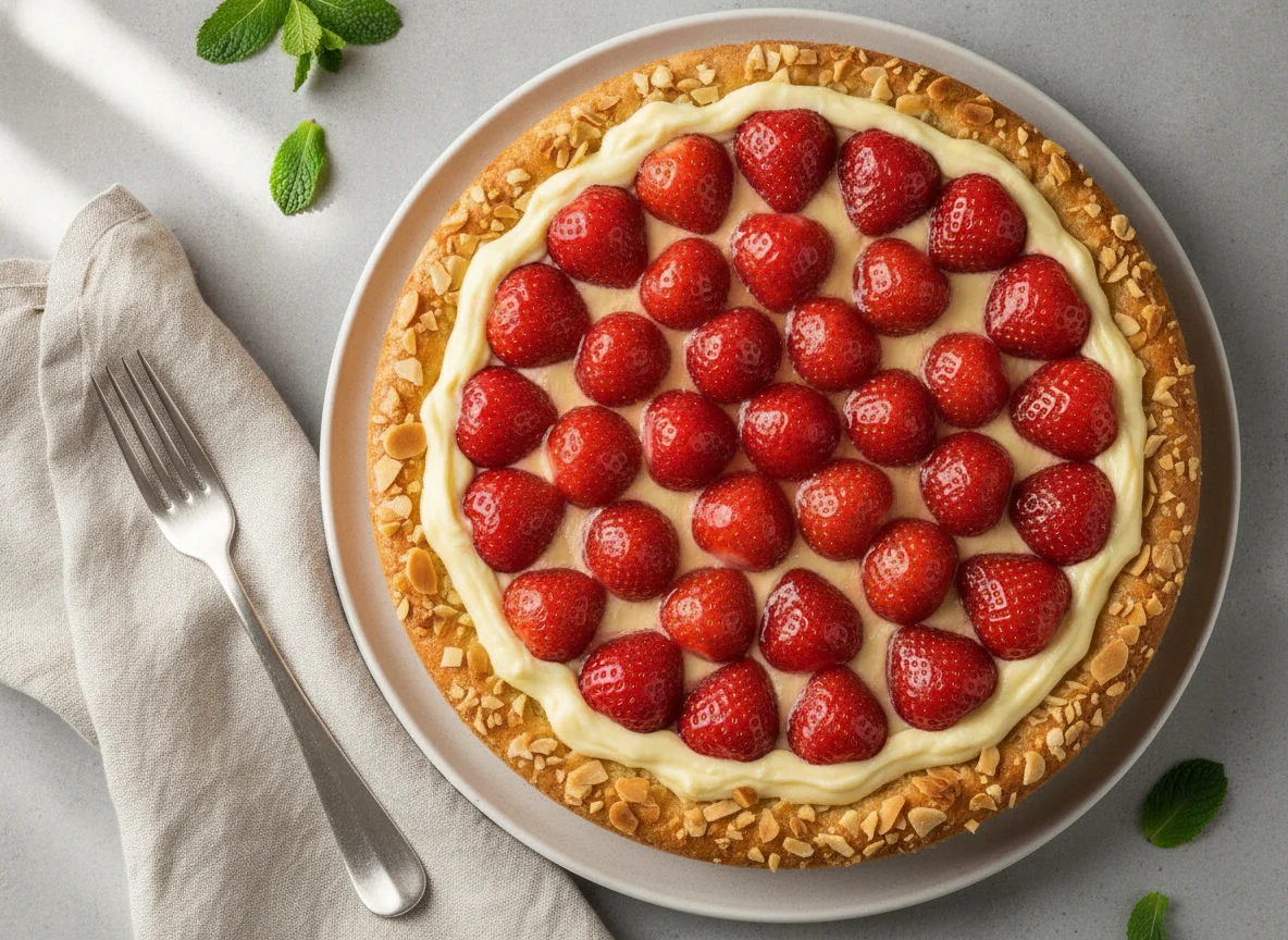 Erdbeerkuchen mit Vanillecreme photo
