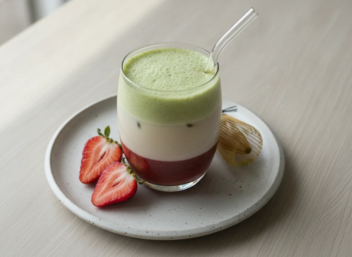 Erdbeer-Matcha-Latte photo