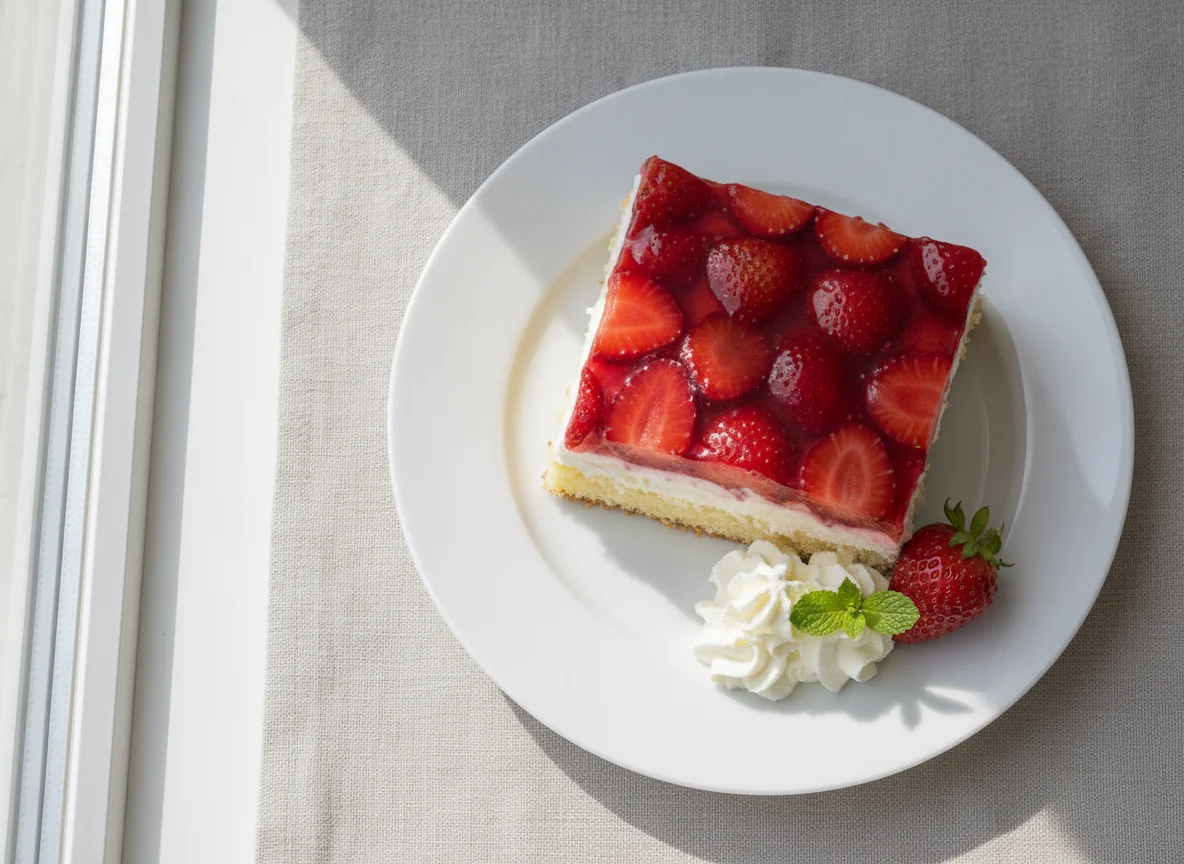 Erdbeerschnitte mit Tortenguss photo