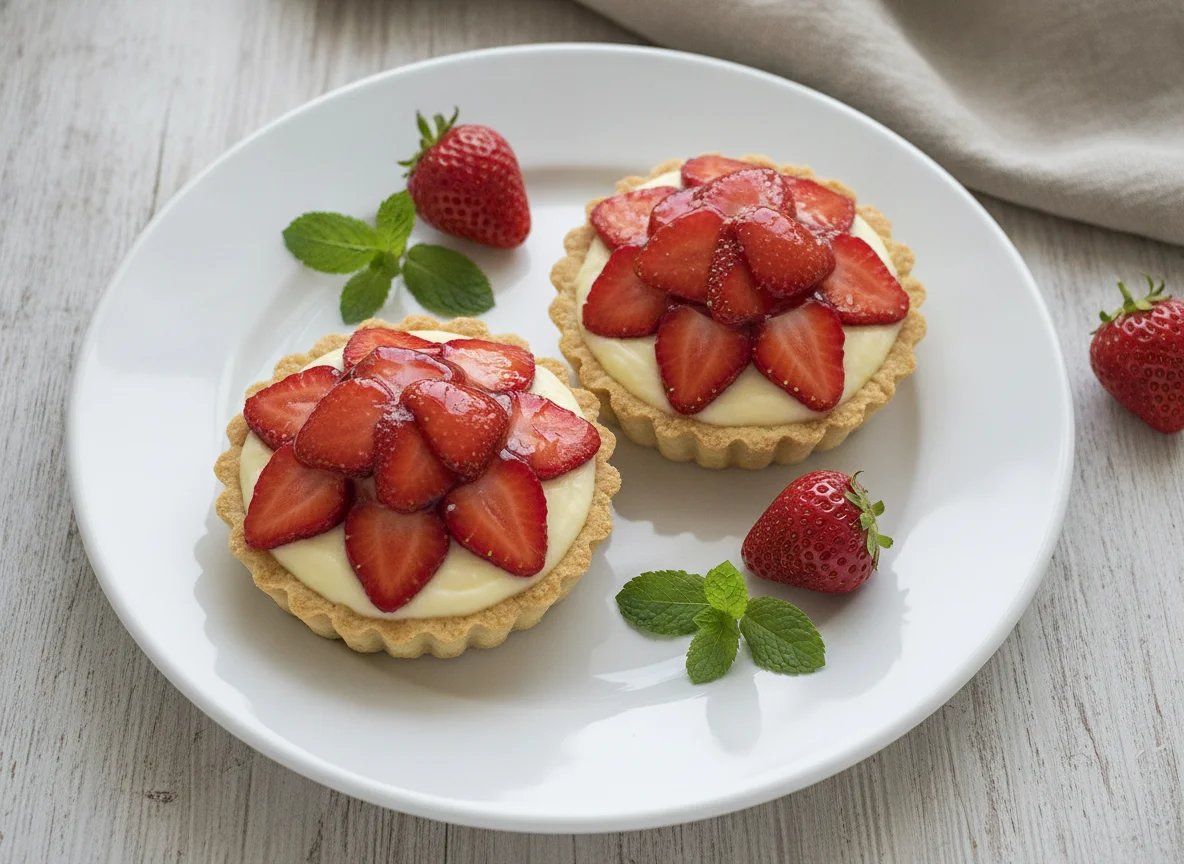 Erdbeertörtchen mit Vanillecreme photo