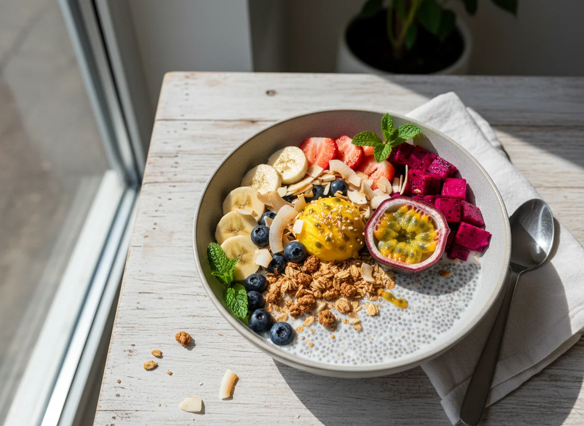 Exotische Frucht-Chia-Bowl photo