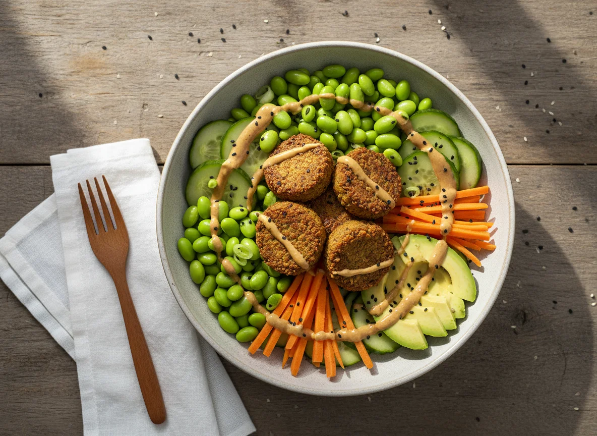 Falafel Bowl mit Erdnusssauce photo