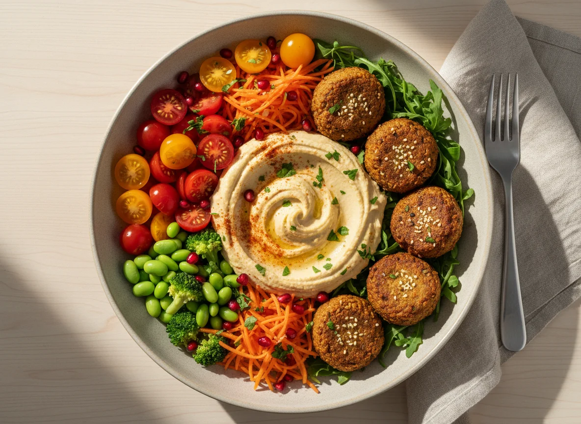 Falafel Bowl mit Hummus und Gemüse photo