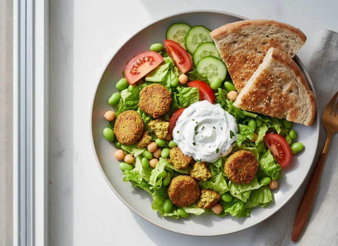 Falafel mit Salat und Brot photo